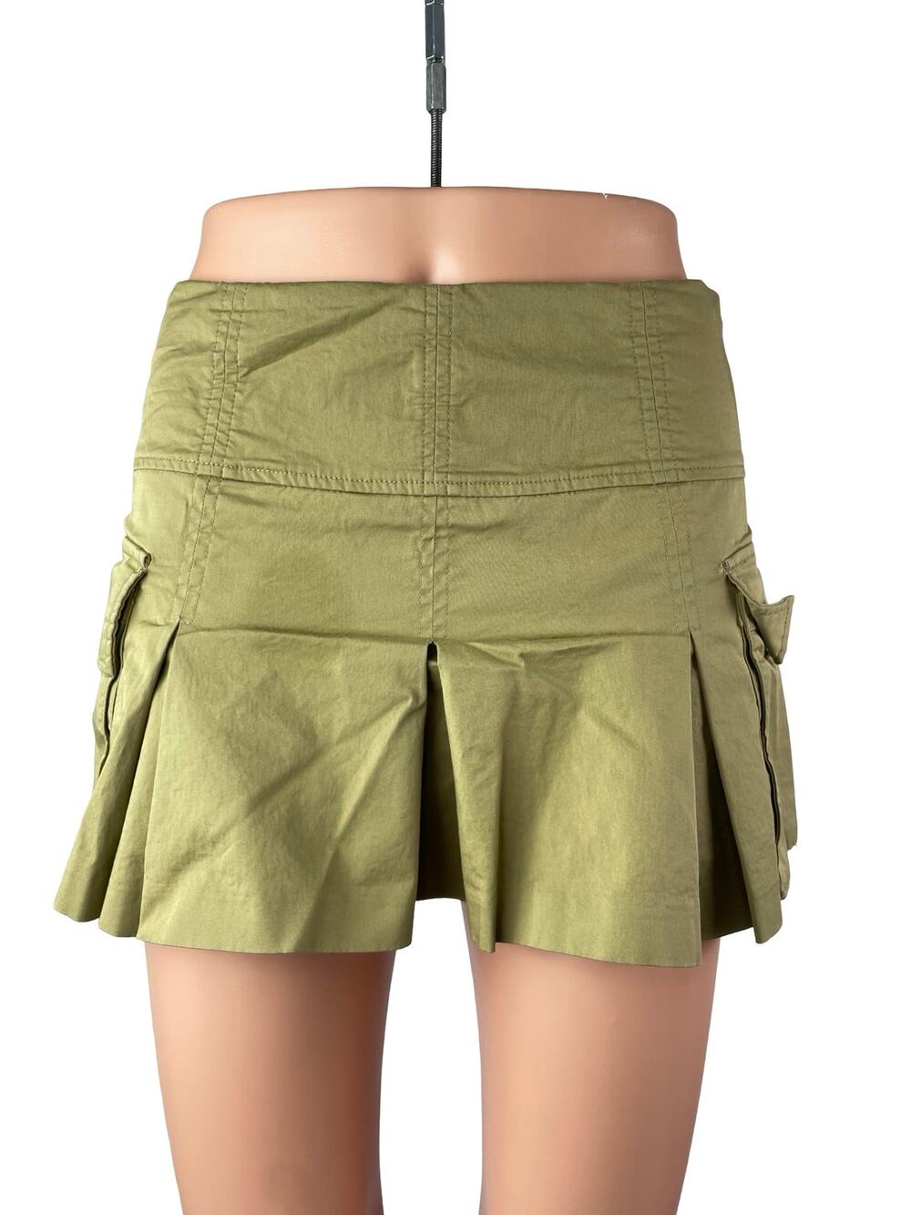 Zara Women's Green Drop Waist Pleated Pocket A Line Mini Skirt Skort Size S
